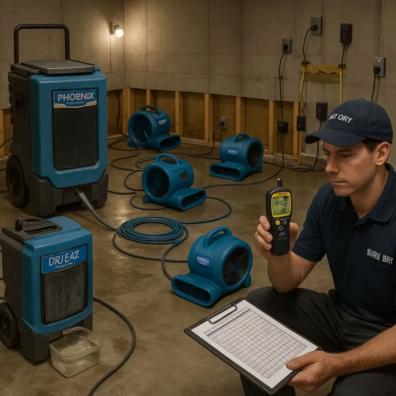 Structural Drying and Dehumidification process in Winnebago, MN